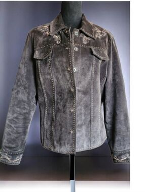 COLDWATER CREEK Chocolate Brown Leather Western Jacket Size MED